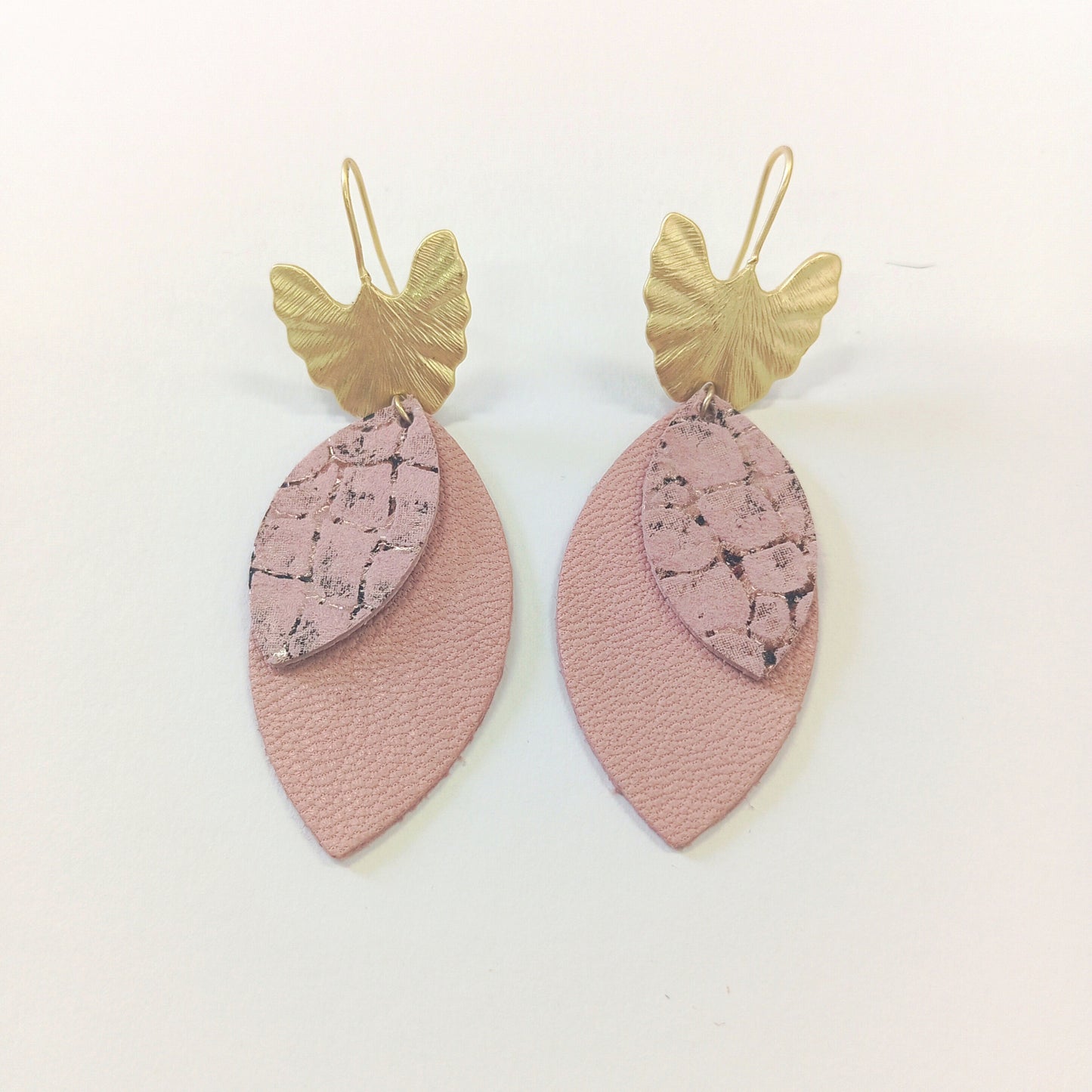OUTLET Pendientes hoja, rosa, animal print, gancho fantasía de zamak